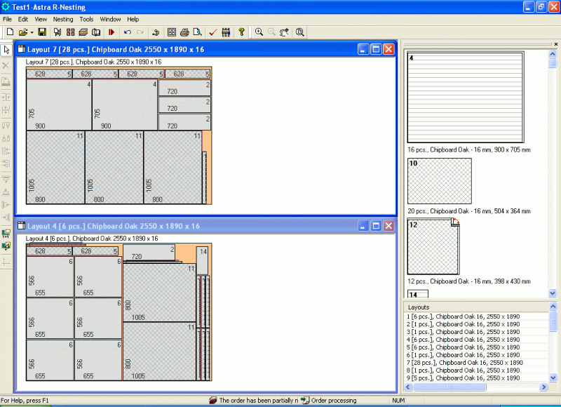 Nesting software for cutting optimization particle board, glass and metal